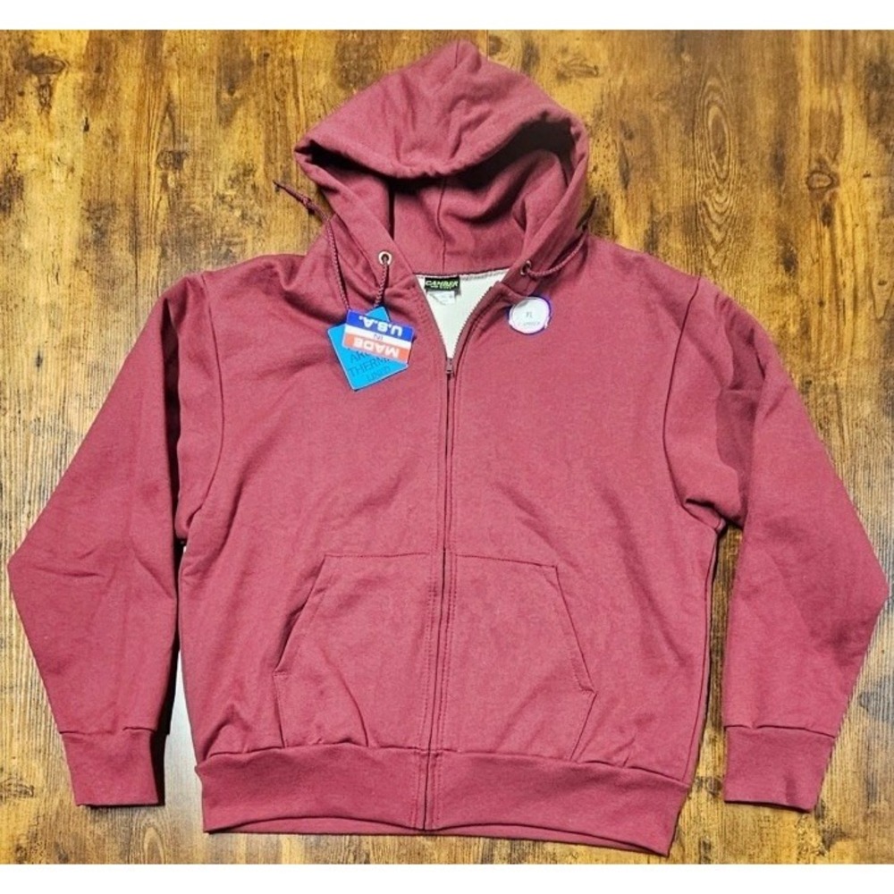 Vintage‎ 90s Camber Full Zip Hoodie Thermal Lined XL Red Rare Men's NWT Logo
